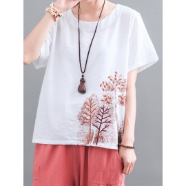 Vintage Embroidery Short Sleeve Summer T-Shirt