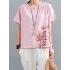 Vintage Embroidery Short Sleeve Summer T-Shirt