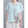 Vintage Embroidery Short Sleeve Summer T-Shirt