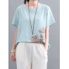 Vintage Embroidery Short Sleeve Summer T-Shirt