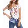 Women Print Crew Neck Short Sleeve Casual T-Shirt