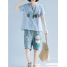 Stripe Elephant Embroidery Short Sleeve Casual T-shirts