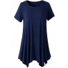 Casual Women Short Sleeve Irregular Hem Pure Color T-shirts