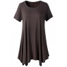 Casual Women Short Sleeve Irregular Hem Pure Color T-shirts