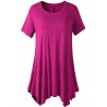 Casual Women Short Sleeve Irregular Hem Pure Color T-shirts