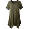 Casual Women Short Sleeve Irregular Hem Pure Color T-shirts