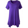 Casual Women Short Sleeve Irregular Hem Pure Color T-shirts