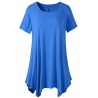 Casual Women Short Sleeve Irregular Hem Pure Color T-shirts