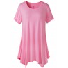 Casual Women Short Sleeve Irregular Hem Pure Color T-shirts