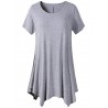 Casual Women Short Sleeve Irregular Hem Pure Color T-shirts