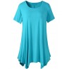 Casual Women Short Sleeve Irregular Hem Pure Color T-shirts