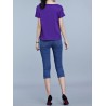 Casual Patchwork Short Sleeve Pile Collar T-shirt For Women