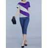 Casual Patchwork Short Sleeve Pile Collar T-shirt For Women