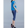 Casual Patchwork Short Sleeve Pile Collar T-shirt For Women