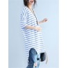 Casual Striped V Neck Slit High Low T-Shirt