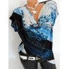 Printed Cowl Neck Short Bat-wing Sleeve T-Shirts