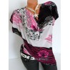 Printed Cowl Neck Short Bat-wing Sleeve T-Shirts