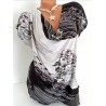 Printed Cowl Neck Short Bat-wing Sleeve T-Shirts