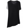 Casual Irregular Patchwork Short Sleeve V-neck Women T-shirts