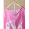 Casual Fish-bone Print 3/4 Sleeve Oversize T-Shirt