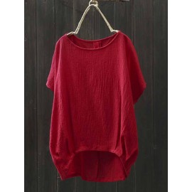 Irregular Short Sleeve Solid Color Loose T-shirt