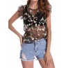 Sexy Floral Embroidered See-through O-neck Sleeveless Women T-shirt