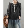 Casual Hoodies Pure Color 3/4 Sleeve O-neck Maxi Women T-shirt