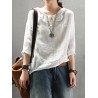 Casual Hoodies Pure Color 3/4 Sleeve O-neck Maxi Women T-shirt