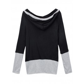 Two Piece Long Sleeve Hooded Women T-Shirt Sweatshirt