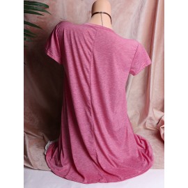 Lace Hem Short Sleeve O-neck Casual T-shirts