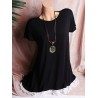 Lace Hem Short Sleeve O-neck Casual T-shirts