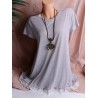 Lace Hem Short Sleeve O-neck Casual T-shirts