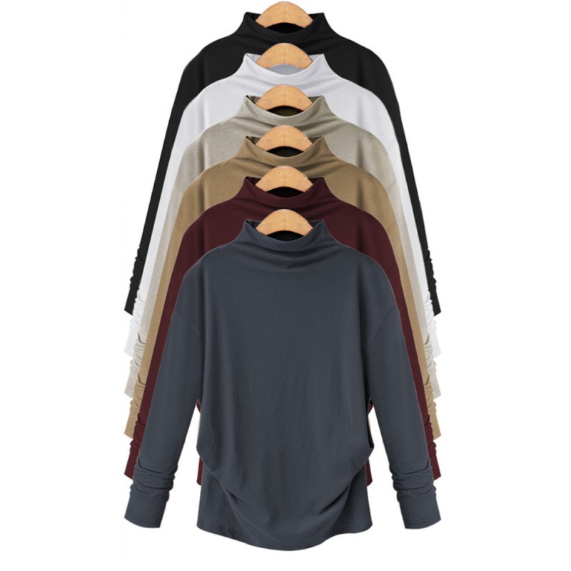 Solid Color High Neck Bottoming Long Sleeve T-Shirts