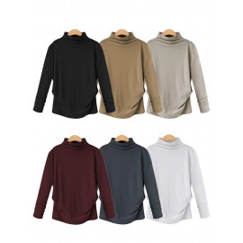 Solid Color High Neck Bottoming Long Sleeve T-Shirts