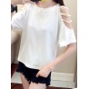 Solid Color Off The Shoulder Short Sleeve O-neck T-Shirts