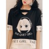 Comic Letters Printed Patchwork Short Sleeve T-shirt