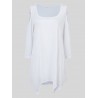 Women Short Sleeve O Neck High Low Sexy Off Shoulder T-Shirt