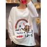 Embroidery Patch Long Sleeve Casual T-Shirt