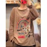 Embroidery Patch Long Sleeve Casual T-Shirt