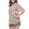 Casual Floral Print Pleated Short Sleeve O-neck Women T-shirt