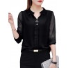 Chiffon Solid Color Long Sleeve Shirts