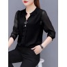 Chiffon Solid Color Long Sleeve Shirts