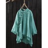 Solid Color Layered Frog Button Vintage Blouse