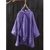 Solid Color Layered Frog Button Vintage Blouse