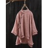 Solid Color Layered Frog Button Vintage Blouse