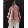 Solid Color Layered Frog Button Vintage Blouse