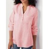 Long Sleeve Solid Color V-neck Loose Blouse For Women