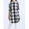 Women Long Sleeve Boyfriend Scottish Plaid Pockets Button Blouses