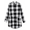 Women Long Sleeve Boyfriend Scottish Plaid Pockets Button Blouses