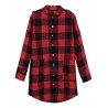 Women Long Sleeve Boyfriend Scottish Plaid Pockets Button Blouses